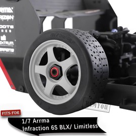 RCMYou Upgrades Part Dboots Hoons 42/100 2.9 Belted Rc Tires for 1/7 Arrma Infraction 6S BLX/Limitless,with Foam Inserts Mounted On 5-Spoke Wheels Hops Up 4PCS,ARA55062,White