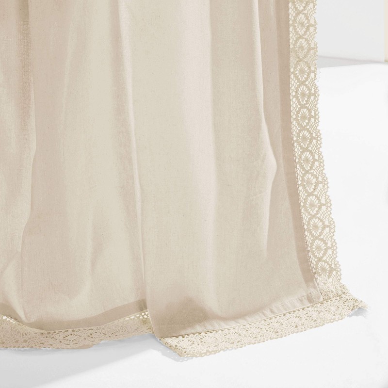 Lush Decor Ivory Rosalie Window Curtains Farmhouse, Rustic Style Panel