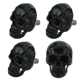 Arenbel Skull License Plate Bolts Car Frame Screws Tag Fasteners Kit Fit Vehicles Motorcycle Trucks SUV, 4Pcs Black