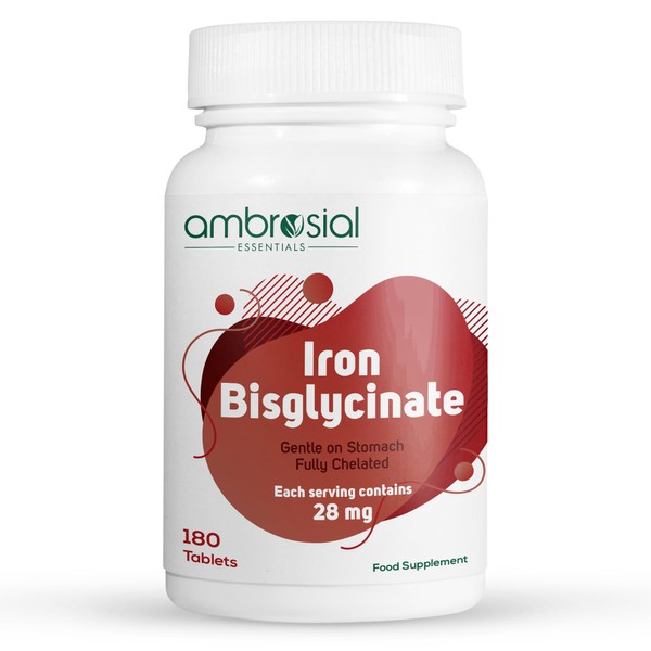 AMBROSIAL Ambrosial Iron Bisglycinate high Absorption Iron Supplements 28mg- Gluten