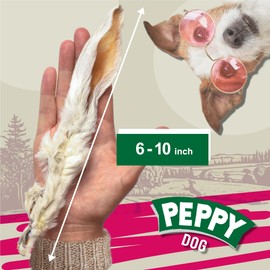 Rabbit Ears with Fur Dog Treats (200 pcs)| All-Natural, Hypoallergenic, Dehydrated Chews | Supports Dental Hygiene & Digestion | Ideal for Small, Medium & Large Dogs