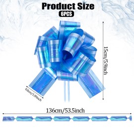 Giantree Pack of 6 Large Gift Bow, 15 cm Gift Bow, Large Bow Gift Bow, Large for Car Decor, Wedding, New Houses Party, Celebration, Gift Bow Bags (Blue)