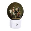 Chrobak Round LED Night Light,Still Life with Bunch Flowers LED