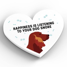Global Designs Red Setter Happiness Is Your Dog Snoring Katie Pearson Artworks Heart Shaped Wooden Magnet