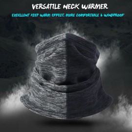 Unbranded Winter Thermal Fleece Neck Gaiter Warmer Tube Windproof Face Mask for Men Women - Splicing Neck Gaiter
