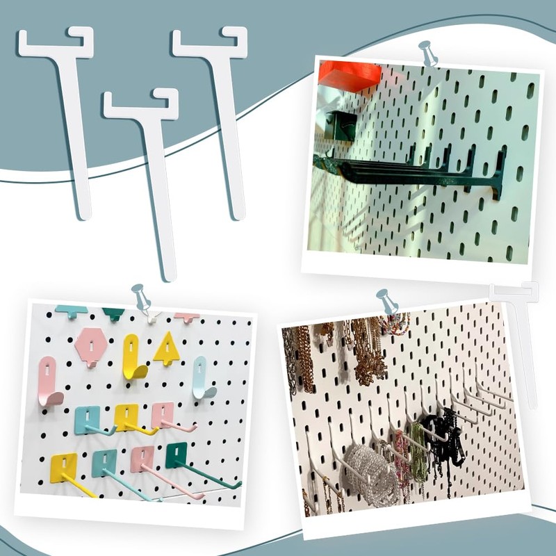 BENECREAT 32 Pcs Perforated Board Hooks Acrylic Pegboard Hooks Set