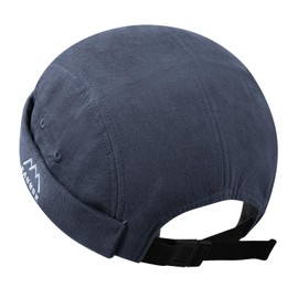 Croogo Men's Cotton Brimless Docker Hat Hip-Hop Beanie Caps Rolled Cuff Harbour Hats 5 Panel Skullcap Unisex,Navy Blue-DBH03