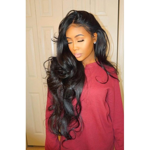 ISEE Hair Unprocessed Virgin Brazilian Body Wave Human Hair Extension Weave 3 Bundles With 4x4 Free Part Lace Closure Remy Human Hair Body Wave Natural Black(14"&16"&18"with 12"closure)