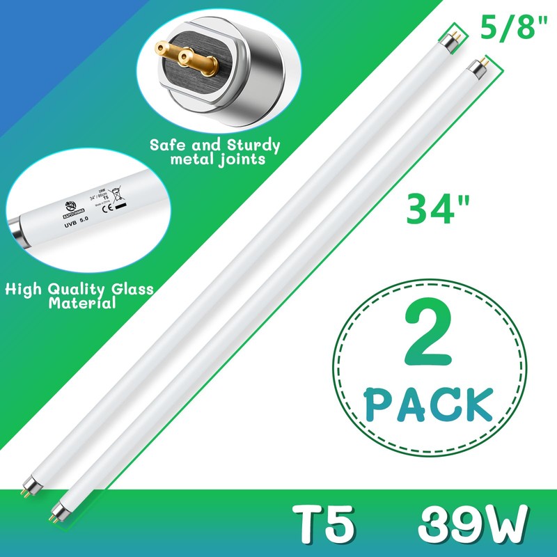 REPTI HOME T5 UVB Reptile Light 39W 5.0,UVA UVB Light
