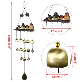 IGNPION Vintage 4 Birds Wind Chime Garden Windchimes for Outdoor Indoor Decor Perfect for Home Yard Decoration Come with Hook（Green+Brown）