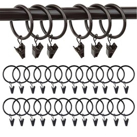 Curtain Hooks for Drapes Curtain Clips 24 Pack Shower CurtainRings with Clips Black Shower CurtainHooks Drapery Hooks Metal Drapery CurtainRings for Cafe Black Showe r Curtains Rod Decorative Rings