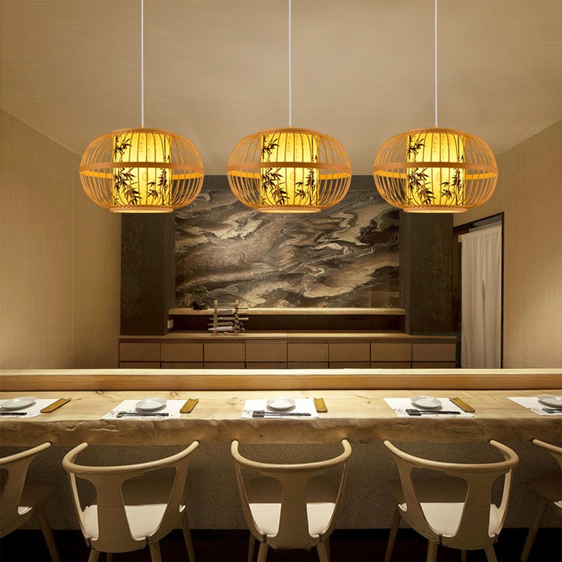 Traditional Woven Pendant Light 111V~240V Hand Woven Bamboo Pendant Light