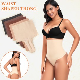 Tummy Control Thong Shapewear for Women High Waisted Body Shaper Panties Shaping Thong Girdle Underwear(02# High Waisted Beige(slimmming),XX-Large)
