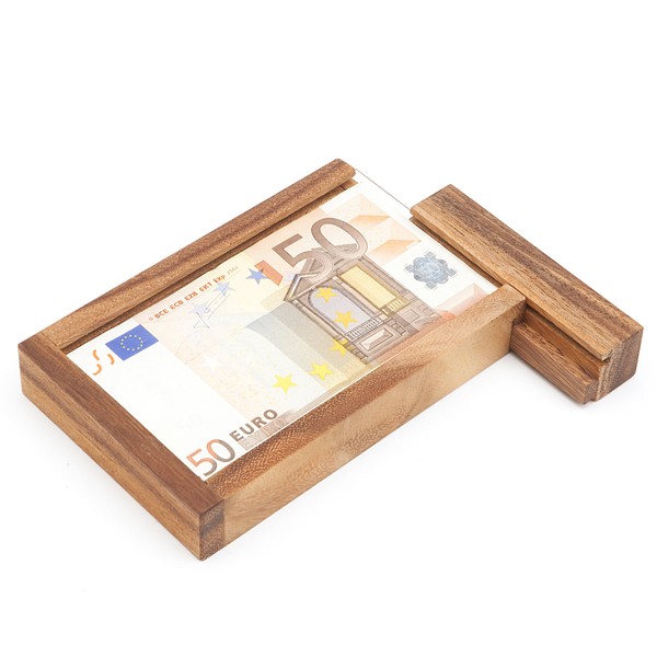 Casa Vivente - Magic Money Gift Box - Wooden Puzzle Game - Gift Box with Trick Closure - Patience as Original Birthday Gift - Money Gift Packaging