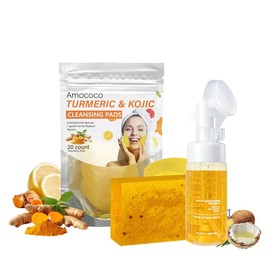 Turmeric Wash and Care Three PieceSet, Turmeric Tablets, TurmericCleansing Mousse, Turmeric SoapFacial Cleansing Skincare FacialCleansing Cleanser Comfort:_1*soap
