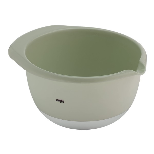 Emsa Prep&Bake Plastic Mixing Bowl, 2.8 Litres, Non-Slip Base, Pouring Rim, Stackable, Green, K3242834