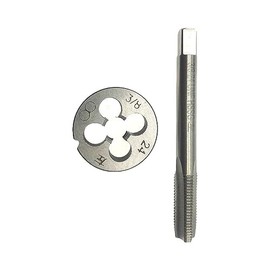 3/8-24 Tap Die Set LH Left Hand 3/8-24Thread Tap & Die Left Hand Straight Fluted Machine, 3/8X24 Tap Set Round Die 3/8 X 24 Tap and Die LH Threading Milling