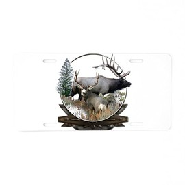 CafePress Big Game Elk and Deer Aluminum License Plate, Front License Plate, Vanity Tag