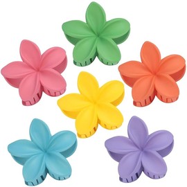 6 Pack Hawaiian Flower Hair Claw Clips Plumeria Claw Clips for Thin and Thick Hair Beach Tropical Hair Accessories for Girls:_Dopamine