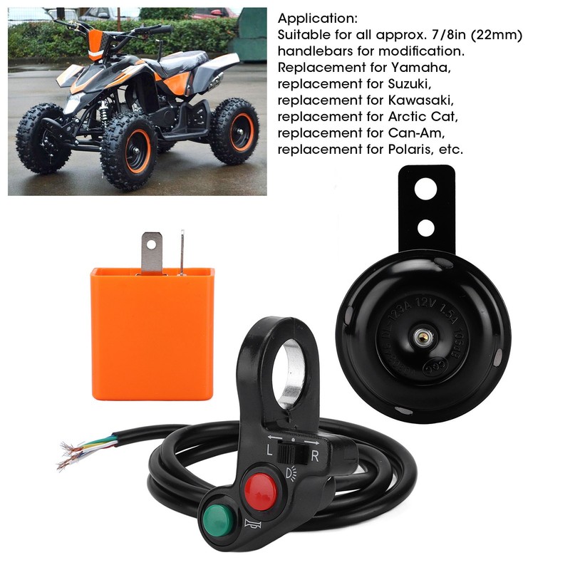 Motorcycle Handlebar Horn Turn Signal Light Switch Assembly 7/8in Multifunctional