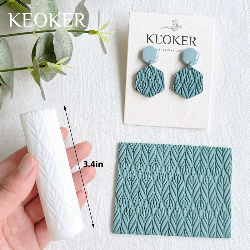 KEOKER Polymer Clay Texture Roller, 3PCS Roller for Making Earrings,