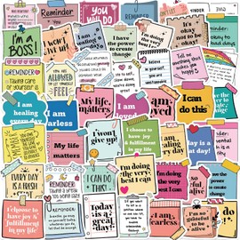 50pcs Self-Affirmation Motivational Stickers, Inspirational Quote Stickers Packs for Teens Adults Students, Positive Note Aesthetic Decals for Game Consoles Guitars Laptops Skateboards