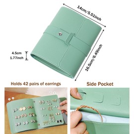 KASESSS GrüN Ohrring Aufbewahrung Kreatives Buch Form Tragbare Schmuckaufbewahrung Reise SchmuckkäStchen Mit Knopf Leicht Ohrringe Aufbewahrung Schmuckrolle FüR MäDchen Frauen Geschenk Hochzeit