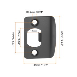 sourcing map 2 Set Door Strike Plate, 57mm x 45.0mm Stainless Steel Latch Deadbolt Replacement Lock Strike Plate for Door Frame Door Jamb Reinforcement, Round Corner, Black