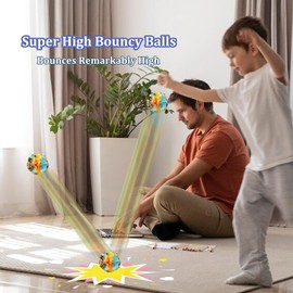 6 Pack Super High Moon Bouncy Balls Bulk Spaceballs for Improve Hand Eye Coordination Training for Athletes Wall Ball Bouncing Jumping Easy for Take Stress Big Space Balls for Indoor Outdoor MOVDRISPD