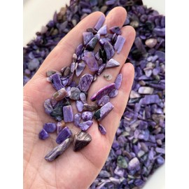 Charoite Chips – Natural Mini Charoite Stones, Crushed Undrilled Charoite, Semi-Tumbled Genuine Charoite (1/2 lb)