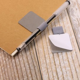 Mini Skater 3 Pcs Self-adhesive Leather Pencil Elastic Loop, Square PU Leather Pen Clip, Pen Holder for Notebooks, Journals, Clipboards, Calendars, Pens Loop Holders Creative Accessories(Grey)