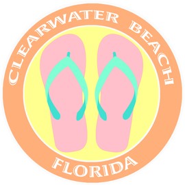 Athena Brands Flip Flops Clearwater Beach Florida - Car Truck Window Bumper Sticker Decal - Sunset Orange