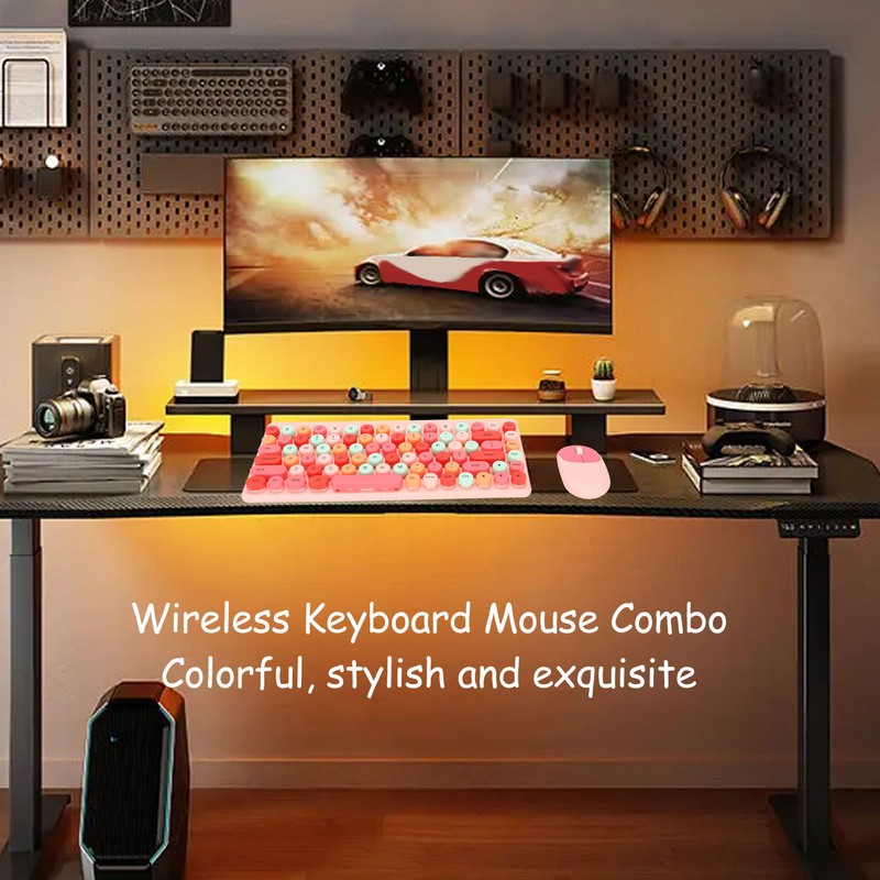 Wireless Keyboard Mouse Combo 2.4GHz Wireless Mouse 86 Keys Colorful