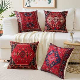 JOTOM Waterproof Cushion Covers 45x45 cm Bohemian Style Outdoor Decorative Throw Pillow Covers 18x18 Inch Abstract Exotic Pillow Cases for Sofa Garden Porch Bench Couch Home Decor Set of 4 (Exotic)