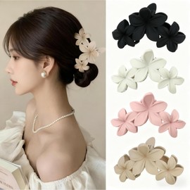 Davfiecn 4PCS Flower Hair Claw Clips for Women and Girls Non-Slip Strong Hold Clips for Thick Hair,Cute Hawaiian Hair Flower Clip Large Plumeria Hair Clip Strong Hold，Hair Accessories