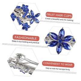 Austrian Crystal Bridal Hair Barrettes, Navy Blue Rhinestones Vintage Hair Clips, Sparkly Glitter Crystal Hairgrip Wedding Hair Headwear Accessories for Women Girls