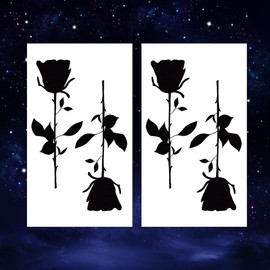 Oottati 2 Sheets Waterproof Small Cute Fake Hand Neck Wrist Temporary Tattoos Stickers 2pcs Black Rose Flower Thorns Totem
