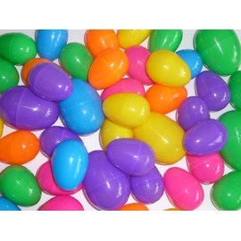 50 Bright Plastic Fillable Easter Eggs - Assorted Colors