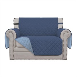 Easy-Going Reversible Chair Cover Washable Sofa Cover for Dogs Water Resistant Couch Slipcover Furniture Protector Cover with Adjustable Straps for Pets (Chair 30 in, Dark Blue/Light Blue)