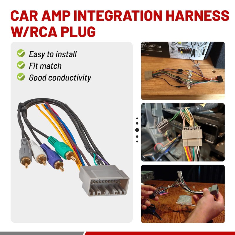 RED WOLF Car Radio Amplifier Wiring Harness RCA Compatible with