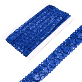 sourcing map 1.5cm x 6m Sequins Trim Flat Sequin Paillette Ribbon Strip Braid for Crafts, Embellishments, DIY Sewing Costume Dark Blue