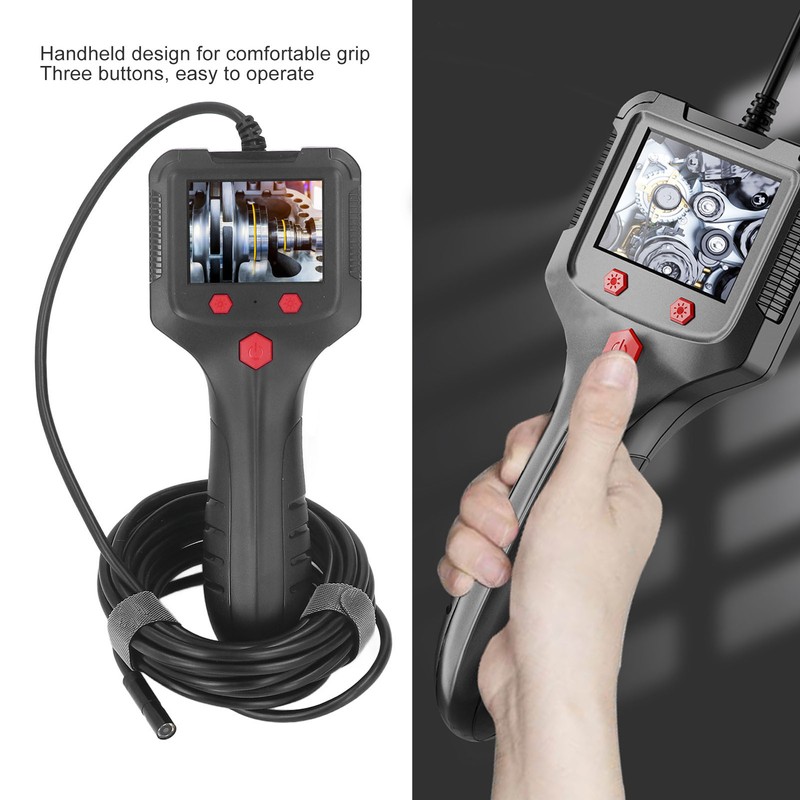 Industrial Endoscope Cam Handheld Inspection Borescope 2.4in LCD Screen 8mm
