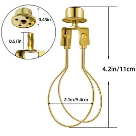 Lamp Holder for Clip-on Light Bulbs with Levellers, Include Finial - DIY Adapter for Shades (1 Pc, Gold)