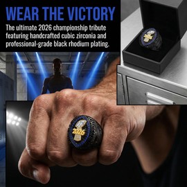 LANGE HOME 2025 Fantasy Football Ring 2026 Fantasy Football Championship Ring with High-Grade Gift Box,League Champion Trophy Rings Premium Award for Winner
