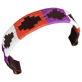 CARLOS DIAZ Designer Genuine Leather Waxed Embroidered Gaucho Polo Horse Bridle Headband (Large (Horse) 16 Inches)