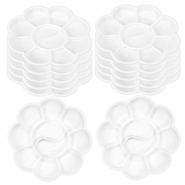 PATIKIL 12Pcs Paint Tray Palette, 3.1"/8cm Painting Palette Plastic Palette Flower Shape for Watercolor Gouache Painting Art Craft DIY Project, White