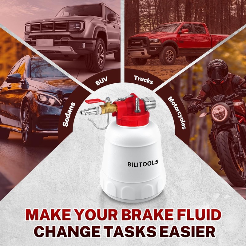 BILITOOLS 1L Universal Brake Bleeder Kit, Vacuum Brake Fluid Bleeding