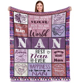 COZYCRIB Nan Gifts Blanket,Nan Birthday Gifts,Gifts for Nan from Grandchildren Granddaughter,Xmas Gifts for Nan Grandma,Nan Gifts from Grandkids,Best Nan Ever Gifts Throw Blanket 60inx50in