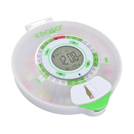 EDOSO Smart Automatic Pill Dispenser with Alarm | Model 2021 | 9 Alarms per Day | Large Display and Buttons | English Rings | 2 Secure Locks | High Medication Capacity (Matte)