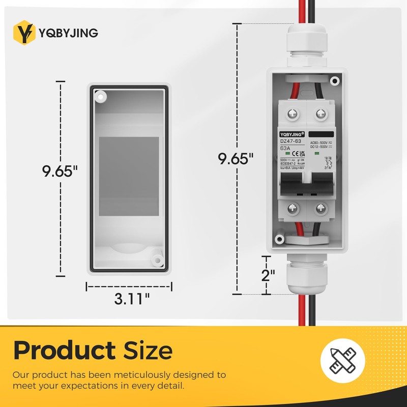 YQBYJING Solar Panel Disconnect Switch 63 Amp DC AC Miniature